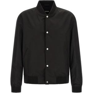 Boss Black Water-Repellent Jacket With Monogram-Pattern Sleeves for men