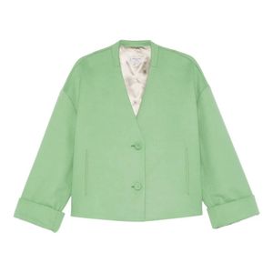 Alberto Biani Green Buttoned Cropped Jacket