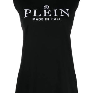 Philipp Plein Black Logo-Print Tank Top
