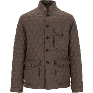 Emporio Armani Brown Quilted Button-Up Jacket for men