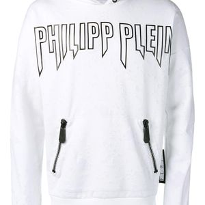 メンズ Philipp Plein ジップアップ パーカー ホワイト