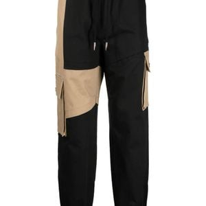 Feng Chen Wang Black Colour-Block Panelled Drawstring Trousers for men