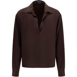 Tom Ford Brown Silk Long-Sleeve Top