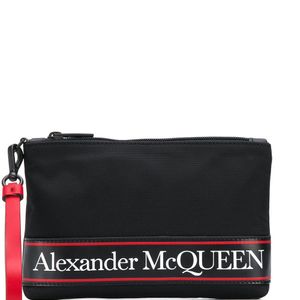 メンズ Alexander McQueen ロゴ クラッチバッグ ブラック