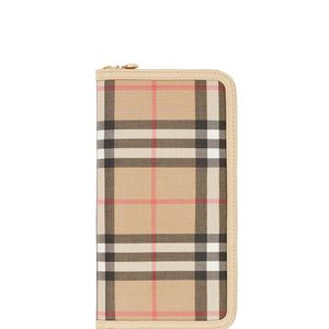 Burberry Vintage Check E-canvas And Leather Wallet ナチュラル