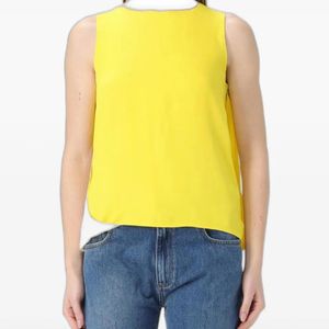 MSGM Yellow Sleeveless Asymmetric-Hem Top