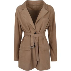 Desa Nineteenseventytwo Brown Belted Suede Jacket