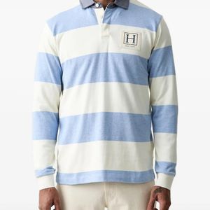 Hackett Blue Polo Rayé À Manches Longues for men