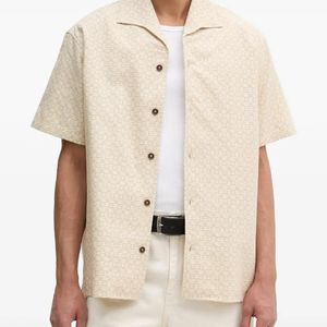 Drole de Monsieur Natural Geometric-Pattern Camp-Collar Shirt for men