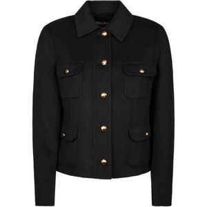 Max Mara Black Button-Up Pocket-Detail Jacket