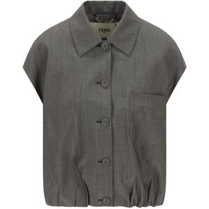 Fendi Gray Buttoned Jacket
