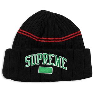 Supreme Black Logo-Embroidered Beanie