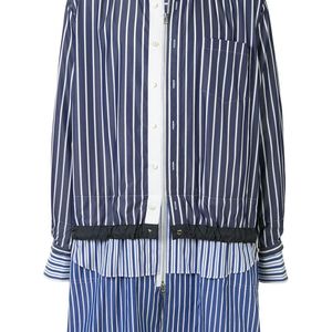 メンズ Sacai レイヤード シャツジャケット ブルー