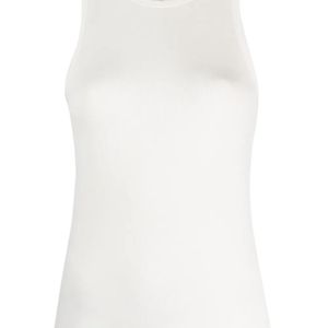 L'Agence White Ribbed Round-Neck Tank Top