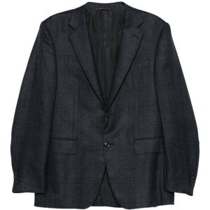 Canali Black Checked Two-Button Blazer for men
