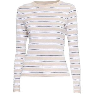 Enza Costa White Striped Long-Sleeve T-Shirt