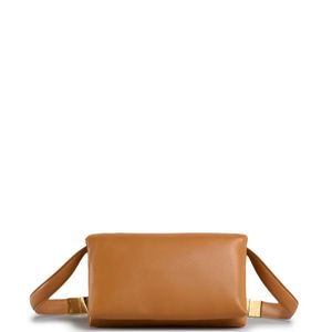 Marni Brown Small Prisma Leather Shoulder Bag