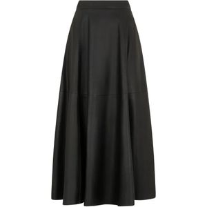 Raquel Diniz Black Panelled Leather Maxi Skirt