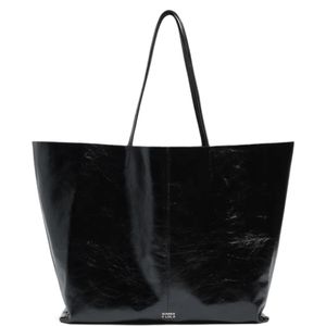 Bimba Y Lola Black Shiny Leather Maxi Shopper Bag