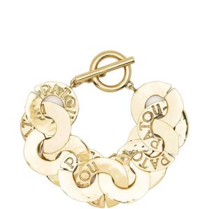 Patou Metallic Logo-Engraved Hammered-Effect Bracelet