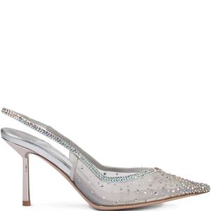 Le Silla White 80Mm Nicole Crystal-Embellished Slingback Pumps
