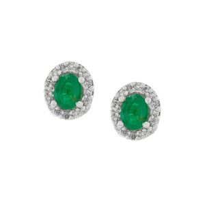 Wouters & Hendrix Green 18kt Gold, Diamond And Emerald Stud Earrings