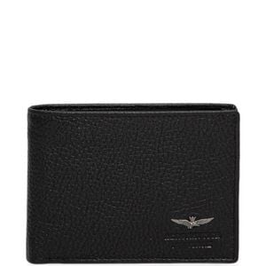 Aeronautica Militare Black Logo-Plaque Bifold Wallet for men