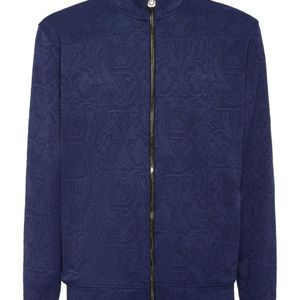Billionaire Blue Jacquard Zip-Up Sweatshirt for men