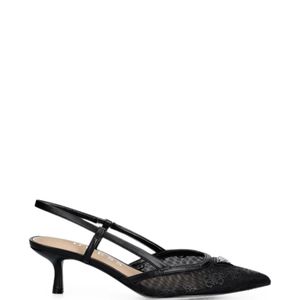 Guess Black Yanno Monogram-Print Logo-Plaque Pumps