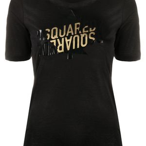 DSquared² Schwarz T-Shirt mit Logo-Print