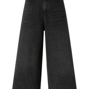 Pinko Black Wide-Leg Cropped Jeans
