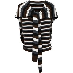 Monse Black Striped Detachable-Overlay Scoop-Neck Top