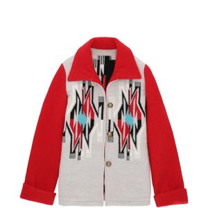 Fortela Red Patterned Button-Fastening Jacket