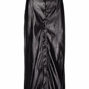 Isabel Marant Black Baxomili Faux Leather Midi Skirt