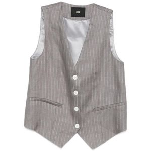 ELEH Grey Pinstripe Button Waistcoat