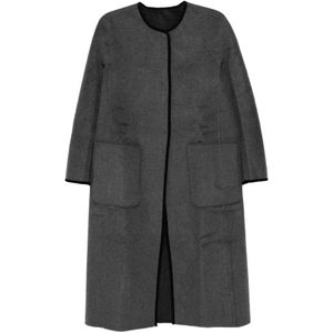 N.Peal Cashmere Grey Contrast-Trim Patch-Pocket Coat
