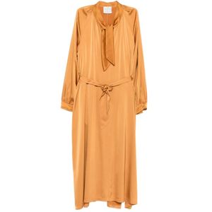 Forte_forte Orange Tie-Neck Belted Midi Dress
