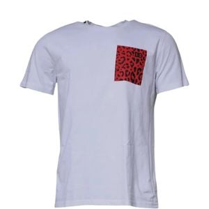 Dolce & Gabbana White Leopard-Print Chest-Pocket T-Shirt for men