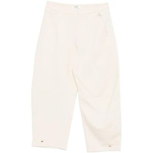 Liu Jo White Logo-Plaque Cropped Trousers