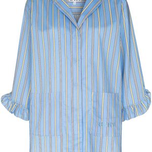 Ganni Blue Vertical-stripe Pyjama Top