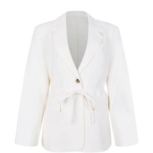 Blazer Con Botones Y Cinturón SELECTED de color Blanco