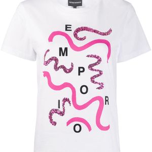 Emporio Armani スパンコール Tシャツ ホワイト