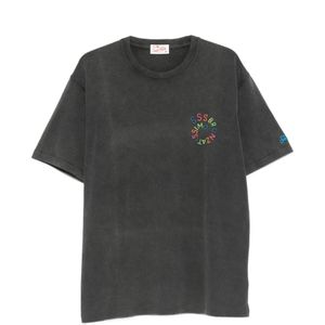 Mc2 Saint Barth Black Logo-Embroidered T-Shirt for men