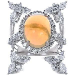 YEPREM White Reign Supreme Opal And Diamond Ring