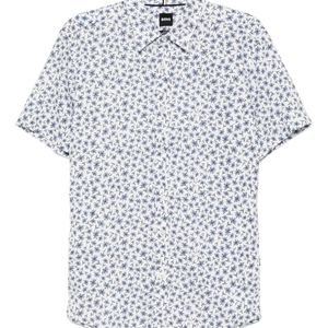 Boss White Floral-Print Shirt for men
