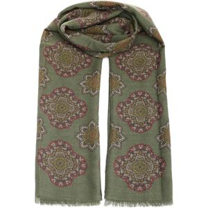 Al Duca D'aosta Green Patterned Fringed Scarf for men