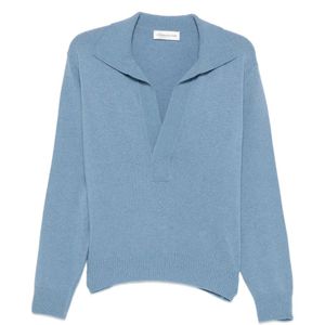 Victoria Beckham Blue Polo-Collar Sweater