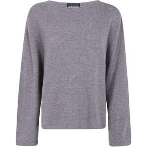 Emporio Armani Grey Fine-Knit Drop-Shoulder Sweater
