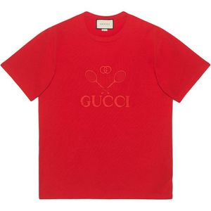 メンズ Gucci グッチ テニス オーバーサイズ Tシャツ レッド