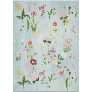 Oscar de la Renta Green Botanical-Print Frayed Scarf